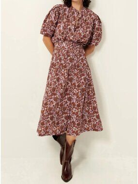Sessun Rust Maybell Sun Print Virginia Blouse Tassili Midi Skirt Set Small